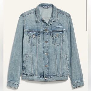 Old Navy Distressed Denim Trucker Jacket Light Wash